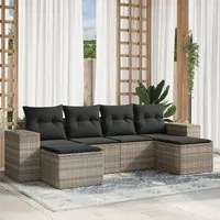 Set Divano da Giardino 6pz con Cuscini Grigio Chiaro Polyrattan 3222921