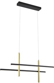 Lampada a sospensione di design nera con oro e LED dimmerabile a 3 fasi - Joy