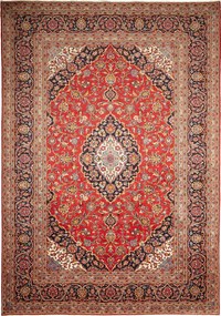Kashan Tappeto 350x240 Blu (Iran) Annodato A Mano