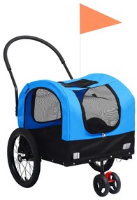 Rimorchio Da Bici Per Animali Carrello Jogging 2in1 Blu E Nero /
