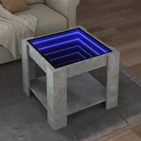 Tavolino Salotto con LED Grigio Cemento 53x53x45 cm Multistrato 847542