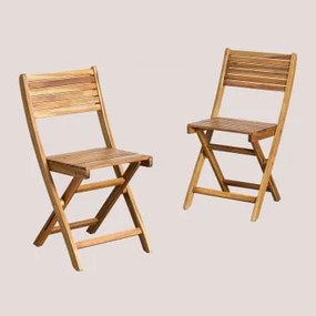 Pack 2 sedie da giardino pieghevoli Delawer Acacia Marrone - Sklum