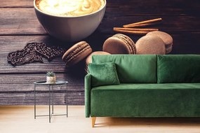 Carta da parati autoadesiva – Caffè con macarons al cioccolato