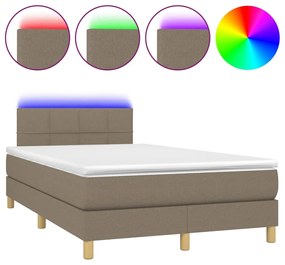 Letto a molle con materasso e led tortora 120x200cm in tessuto