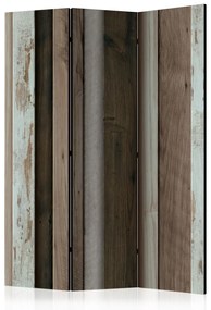 Paravento separè Ventaglio di legno (3 parti) - motivo con texture di assi marroni
