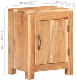 Comodino 40x30x50 cm in Legno Massello di Acacia