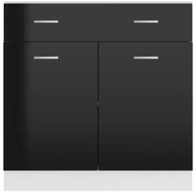 Armadio con Cassetto Nero Lucido 80x46x81,5 cm in Truciolato