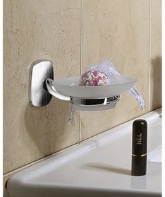 Aqualine - Portasapone a parete RUMBA bianco latte vetro/cromo lucido