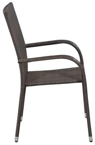 Set mobili da pranzo per giardino 3 pz polyrattan marrone