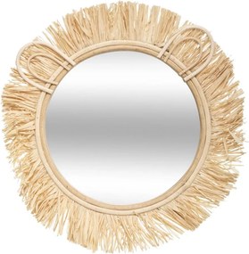 Atmosphera - Specchio da parete per bambini LION, Ø 38 cm, in rattan/rafia