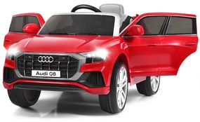 Costway Macchina cavalcabile per bambini con telecomando e luci LED, Audi Q8 con batteria 12 V e 2 motori Rosso