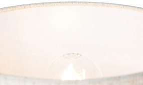 Lampada da tavolo rustica in legno con paralume in lino beige 25 cm - Mels