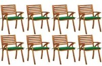 Sedie da Giardino con Cuscini 8 pz in Legno Massello di Acacia 3075206