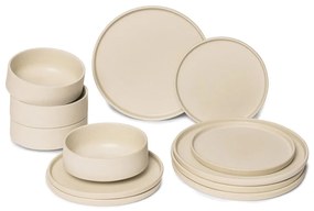 Set di piatti color crema in gres 12 pz Malia - Bonami Selection