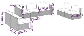 Set Divani da Giardino 7 pz con Cuscini in Polyrattan Nero