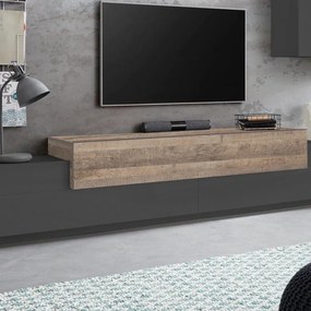 Mobile per TV coro L 240 x H 51.5 x P 45 cm grigio scuro e rovere