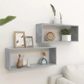 Mensole Parete A Cubo 2pz Grigio Cemento 60x15x23cm Multistrato /