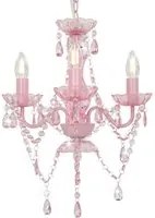 Lampadario con Perline Rosa Tondo 3 E14cod mxl 127823