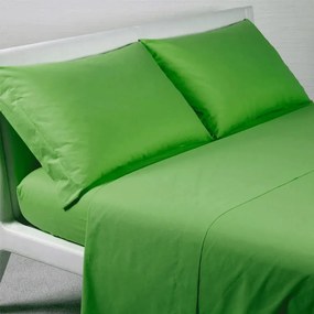 Completo lenzuola singolo in cotone tinta unita Collezione Casa  Colore Verde, Dimensioni e Misure Singolo