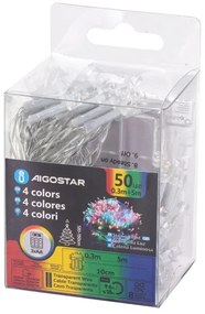 Aigostar - Catena LED natalizia da esterno 50xLED/8 funzioni 3xAA 5,3m IP44 multicolore