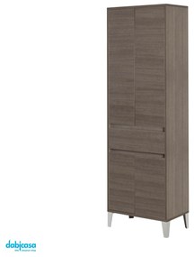 Colonna PortaAsciugamani "Mondo 2.0" Da 183 Cm Composto Da Quattro Ante Ed Un Cassetto Finitura Rovere Scuro