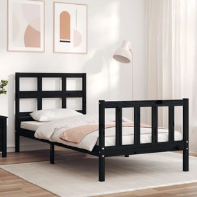 Giroletto con testiera nero 2ft6 small single in legno massello