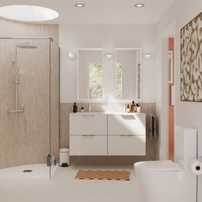 Mobile da bagno sospeso sotto lavabo L 120 x H 64 x P 48 cm bianco laccato, 4 cassetti SENSEA Neo