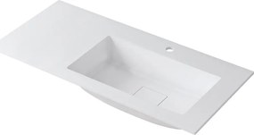 Lavabo a incasso rettangolare vasca a destra L 100.5 x H 15 x P 46 cm in resina bianco opaco