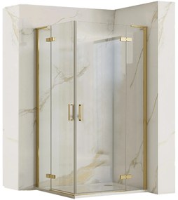 Rea Hugo box doccia 80x80 cm quadrato oro spazzolata/vetro trasparente REA-K6608