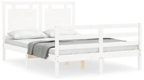 Giroletto con testiera bianco 140x200 cm in legno massello
