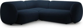 Divano angolare blu (con penisola a sinistra/a L) con rivestimento in velluto Kate – Micadoni