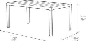 Tavolo Per Esterno In Resina 160x90 Doghe Effetto Legno Harmony Keter Grigio