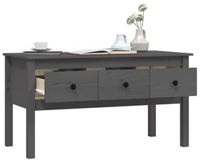 Tavolino da salotto grigio 102x49x55 cm legno massello di pino