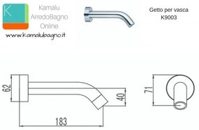 Kamalu - Getto vasca incasso in ottone cromato 18cm modello K9003