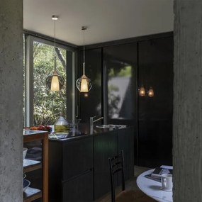 Ideal Lux - Lampadario su cavo KALIQUE 1xE27/42W/230V Ø 18 cm nero fumé