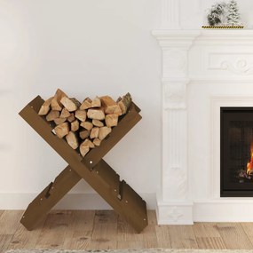 Portaceppi Marrone Ambra 47x39,5x48cm İn Legno Massello Di Pino /
