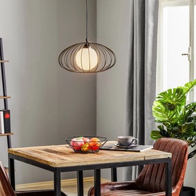 Eko-Light Lampada a sospensione Kronos con paralume a gabbia nero