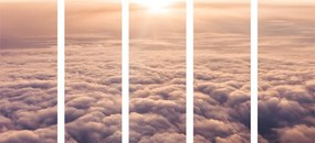 Quadri 5 pezzi – Tramonto dalla finestra dell'aereo