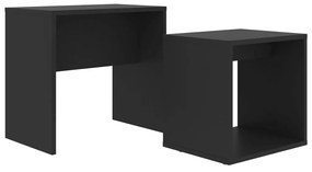 Set tavolini da salotto nero 48x30x45 cm in legno multistrato