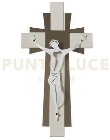 Arte sacra in ferro crocifisso piccolo da parete avorio, bronzo e b...