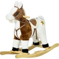 Cavallo a Dondolo per Bambini 68x26x62 cm con Suoni in Peluche Marrone