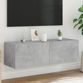 Mobile Tv A Parete Con Luci Led Grigio Cemento 100x35x31 Cm /