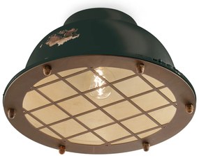Plafoniera Industrial Ferro E Ceramica Vintage Nero 1 Luce E27