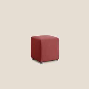 Cube pouf in tessuto morbido smacchiabile T05 rosso