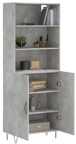 Credenza Grigio Cemento 69,5x34x180 cm in Legno Multistrato