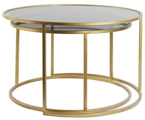 Tavolini rotondi in vetro in set di 2 pezzi in oro ø 75 cm Duarte - Light &amp; Living