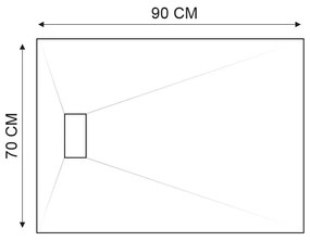 piatto doccia rettangolare in resina L. 70