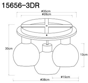 Globo 15656-3DR - Lampadario a plafone MOITAS 3xE27/40W/230V