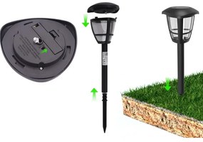 Aigostar - Confezione da 12 lampade solari a LED 0,06 W / 2 V, 33,8 cm, 6500K, IP44, nero