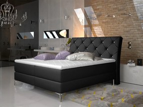 Letto matrimoniale boxspring Positano - 160 x 200 cm , Ecopelle nero